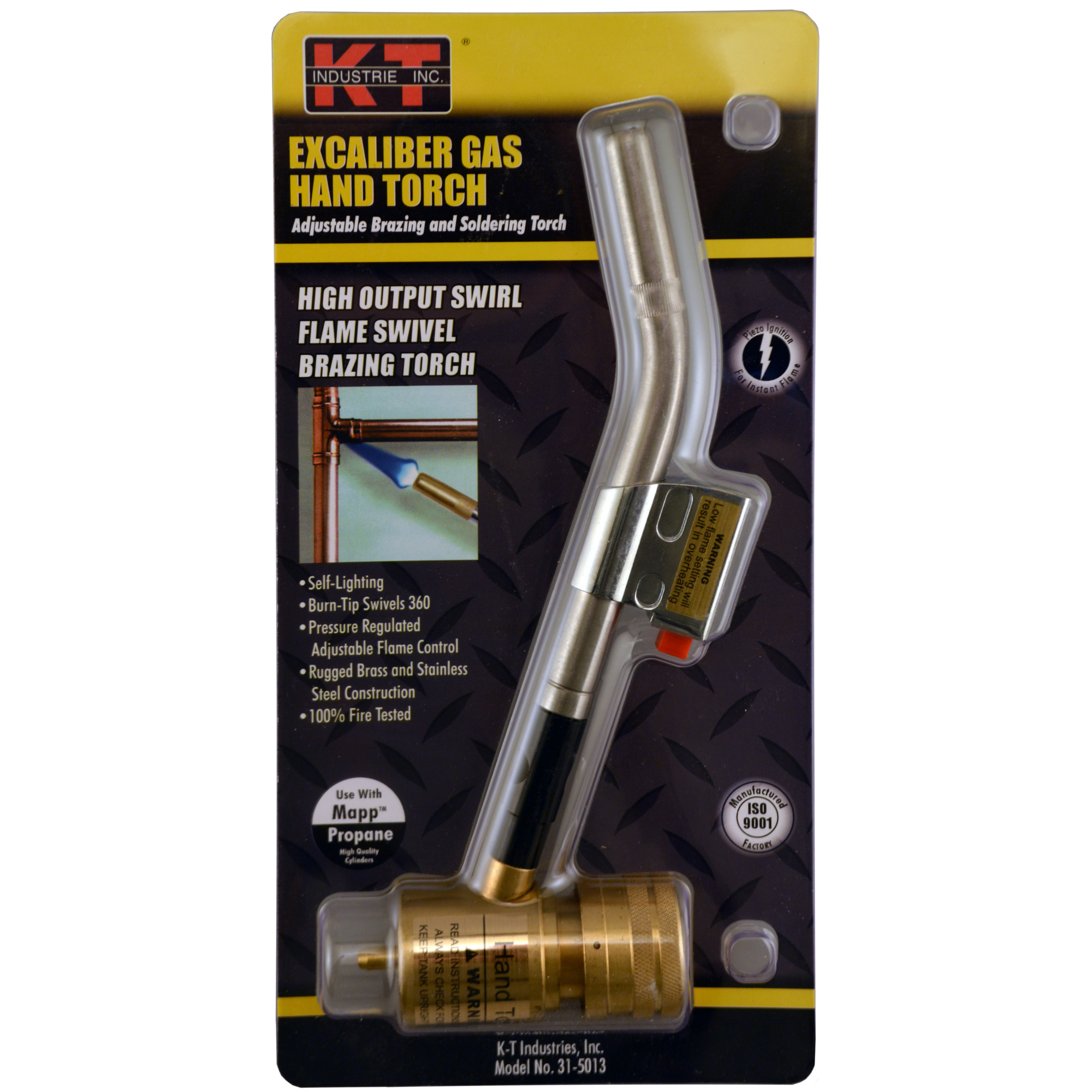 K-T Industries Hand Torch — Adjustable Flame, Electronic Ignition, Brass Connections, Model# 31-5013